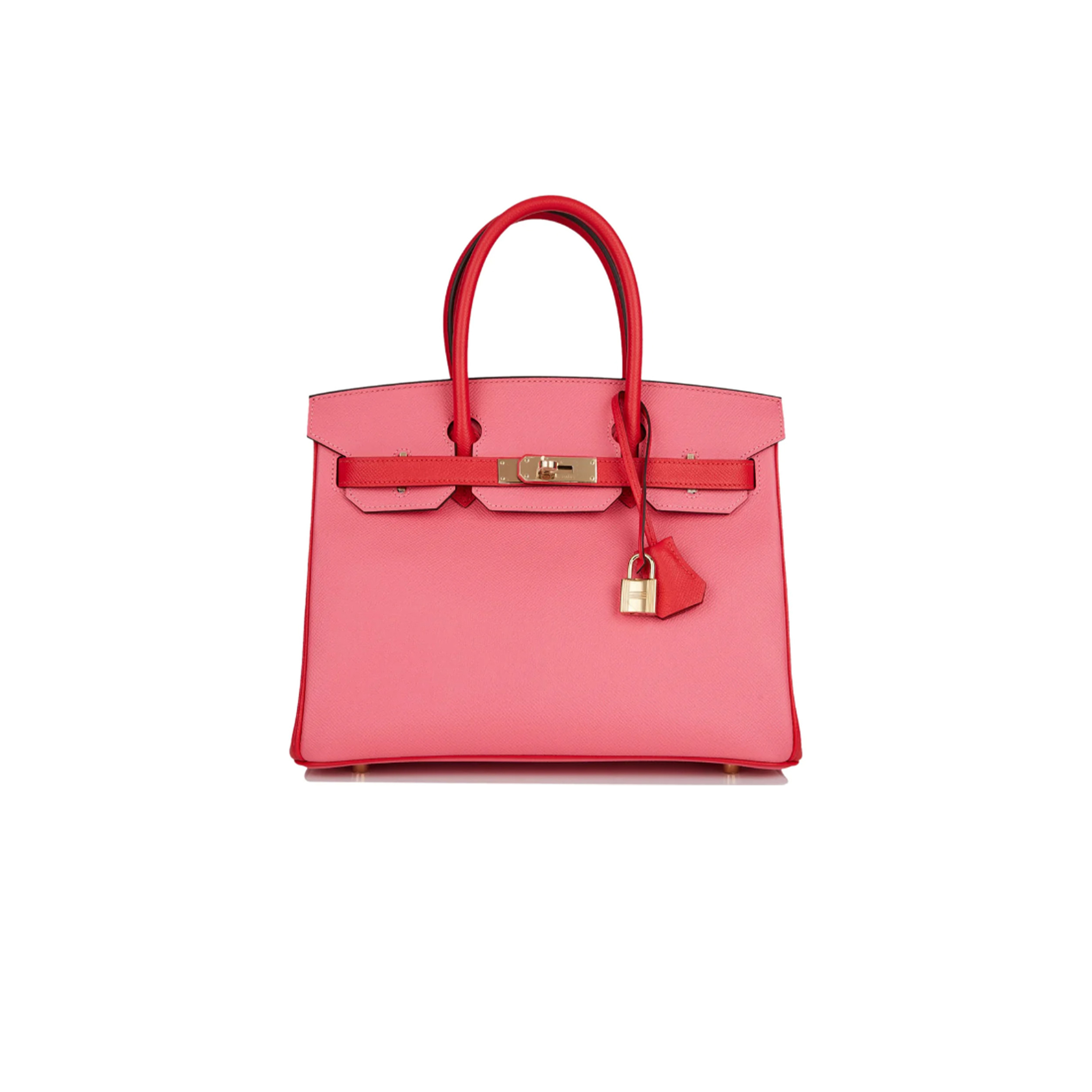 H**mes master birkin 30 epsom lipstick pink and red gold buckle bag h028369ck72 (30*23*15cm)